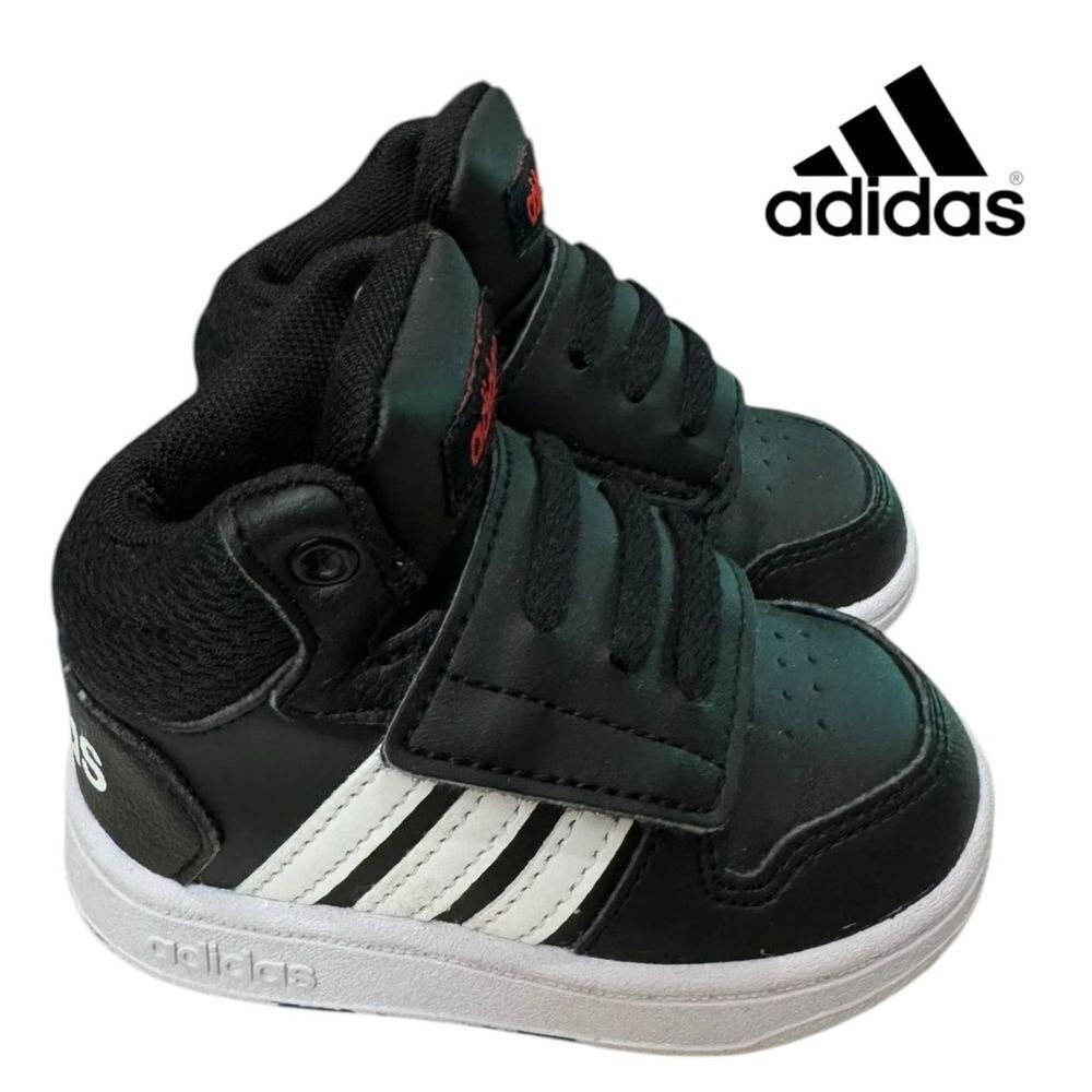 Adidas Toddler Baby Boys Neo Hoops 2.0 Mid Black White Sneakers 5K